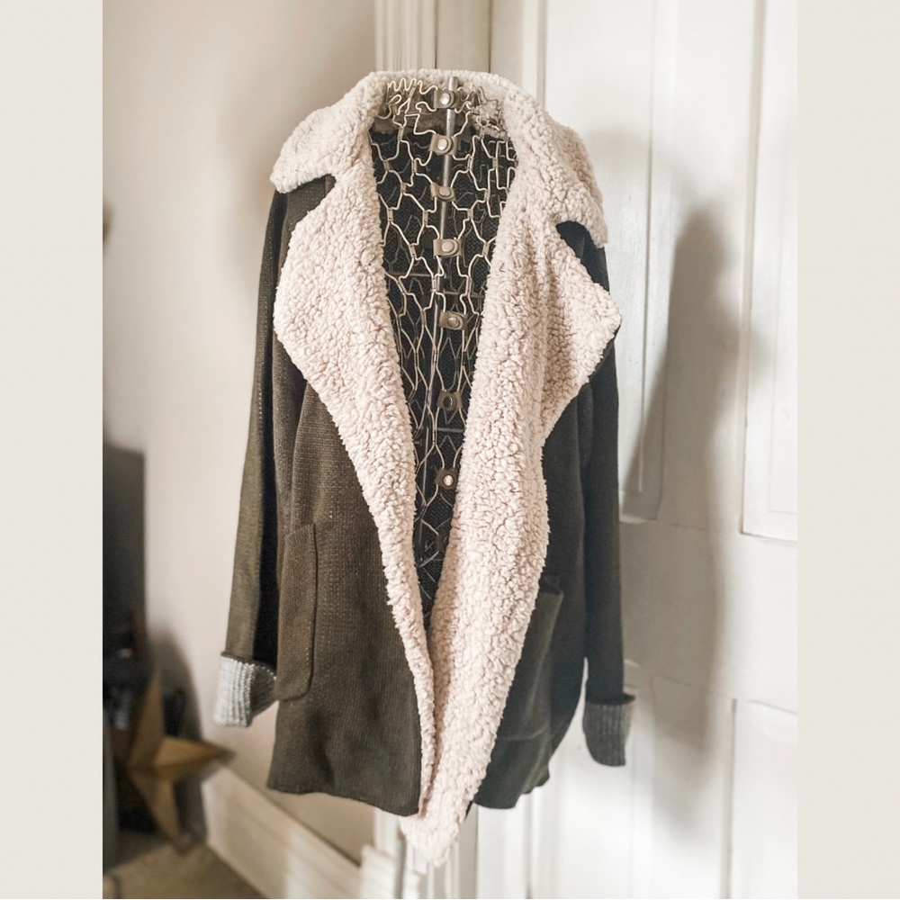 Knit Jacket with Sherpa-NWOT